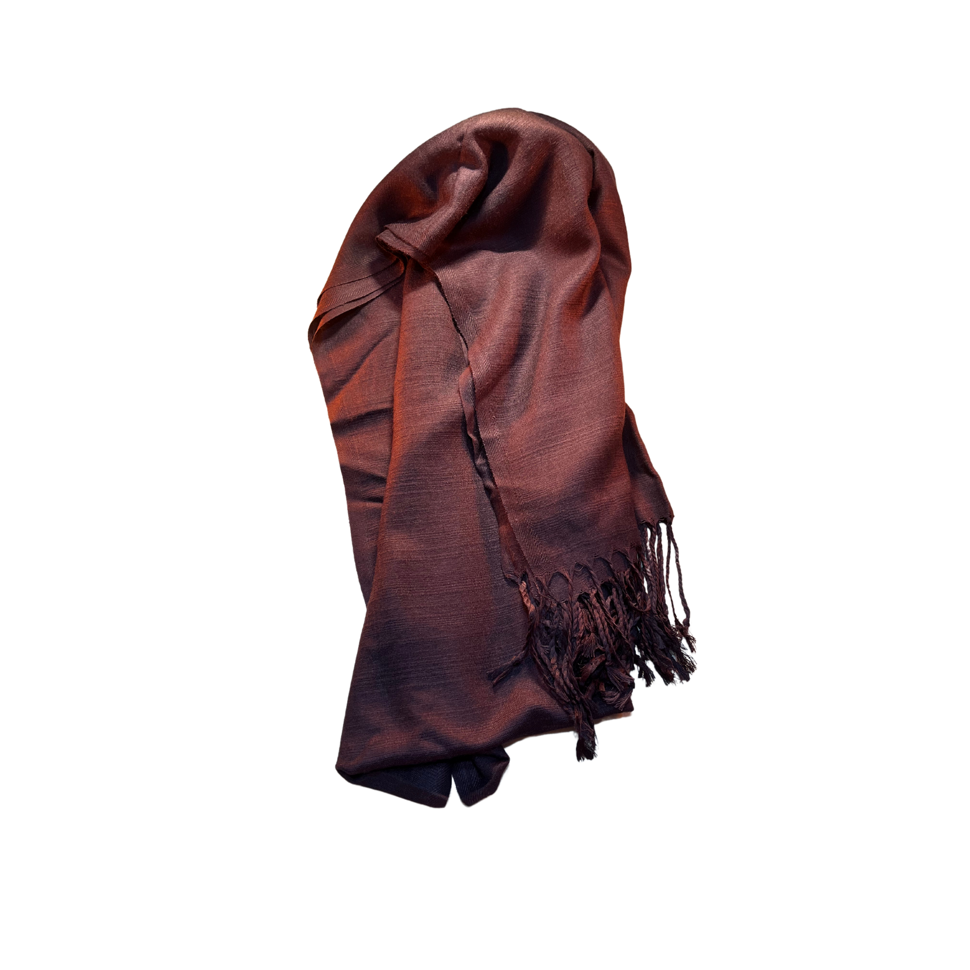Solid Brown scarf made from luxurious Thai silk, handwoven, lightweight, perfect accessory for any occasion.