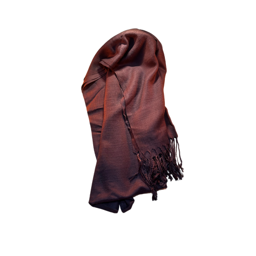 Solid Brown scarf made from luxurious Thai silk, handwoven, lightweight, perfect accessory for any occasion.